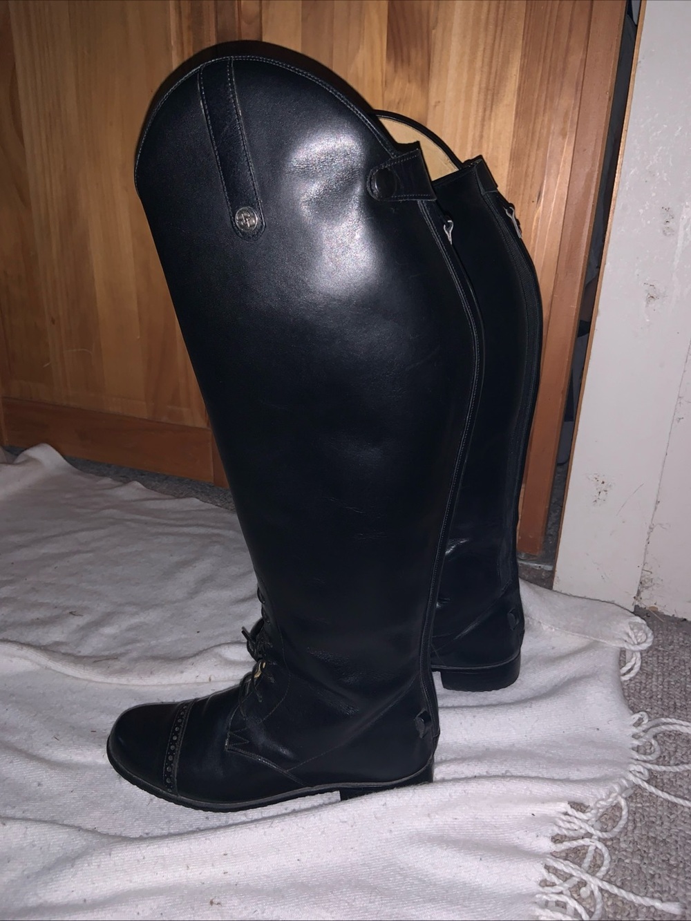 DER DAU CALFSKIN SHOW FIELD BOOTS FULL ZIPPER BACK CUSTOM 8 XW Extra Wide Calf